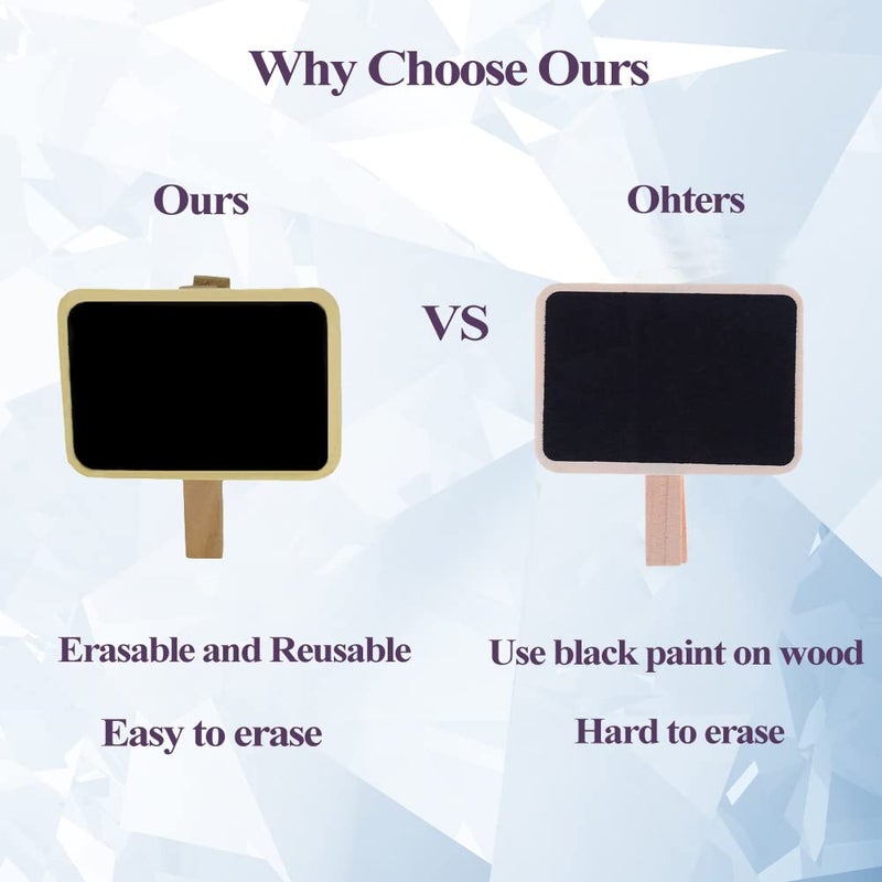 Miraclekoo 12 Mini Retangle Chalkboard Blackboard with Wooden Clip Message Board Signs and Labels Clips - Image 3